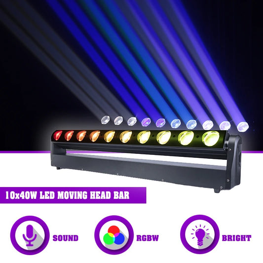 SUNART 10*40W RGBW 4 in 1 Pixel LED Bar Moving Head Stage Effect Light For DJ Disco DMX Control Beam Bee Eyes  Matrix Lamp